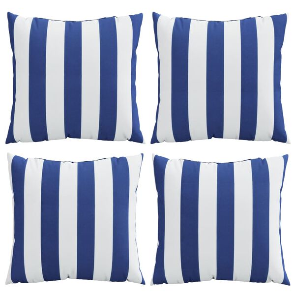 vidaXL Sierkussens 4 st gestreept 60x60 cm stof blauw en wit