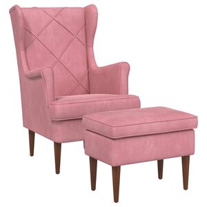 vidaXL Fauteuil met Voetenbank 2 st Roze Fluweel