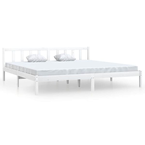 vidaXL Bedframe massief grenenhout wit 200x200 cm