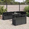 vidaXL Loungebankset met kussen 9 pcs Zwart Poly riet