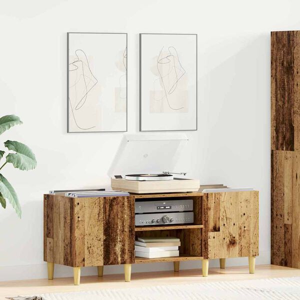 vidaXL Platenkast Oud Hout 121 x 38 x 48 cm Bewerkt hout