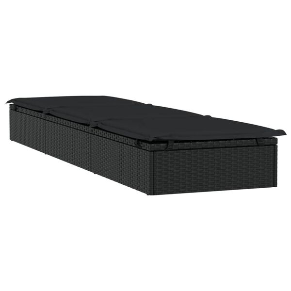 vidaXL Ligbed met kussen 1 st 201x55x62 cm poly rattan zwart