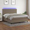 vidaXL Boxspring met matras en LED stof taupe 180x200 cm