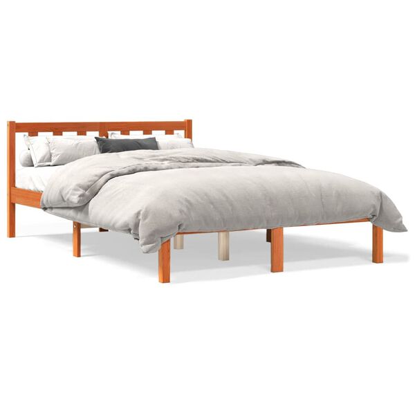 vidaXL Bedframe zonder matras massief grenenhout wasbruin 120x190 cm