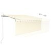 vidaXL Luifel automatisch rolgordijn LED windsensor 3,5x2,5 m cr&egrave;me