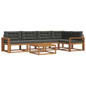 vidaXL Buiten bankenset met kussen 6 pcs Natuurlijk en Antraciet