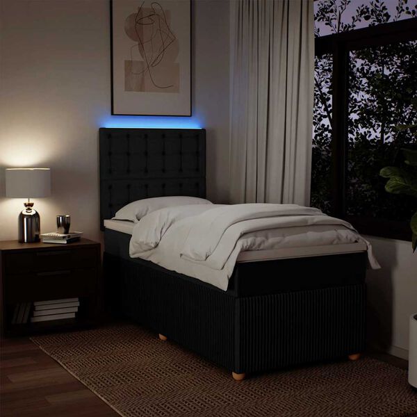 vidaXL Boxspring met matras stof zwart 90x190 cm