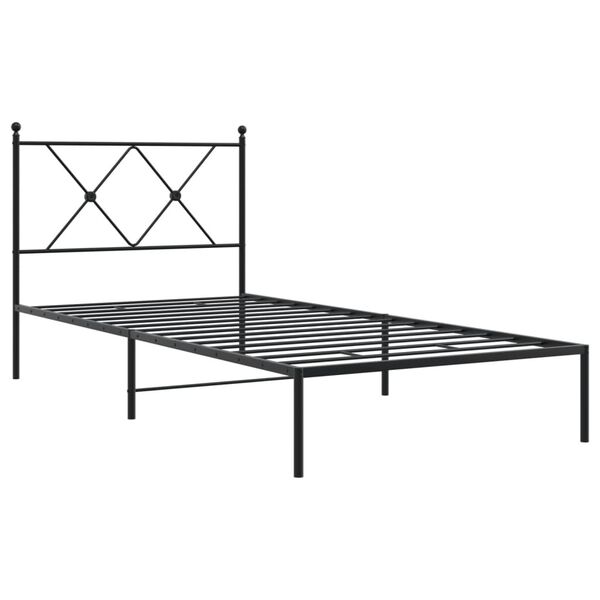 vidaXL Bedframe met hoofdbord metaal zwart 90x200 cm