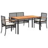 vidaXL 4-delige Tuinset met kussens poly rattan zwart