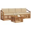 vidaXL Sofa-Sets 5 pcs Natuurlijk en Beige Massief Acaciahout