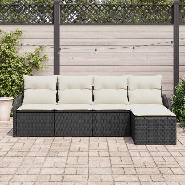 vidaXL Tuin Sofa Set Zwart poly rattan