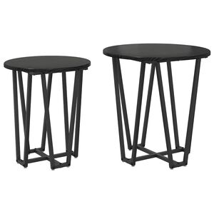 vidaXL Bijzettafelset 2 st Zwart Eiken 50 x 50 x 50,5 cm