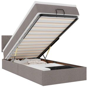 vidaXL Bed poef met matras en LED's 90x200 cm stof taupe