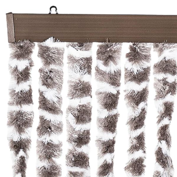 vidaXL Vliegengordijn 90x200 cm chenille taupe en wit