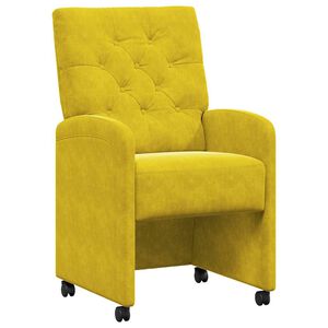 vidaXL Eetkamerstoelen met Wieltjes 2 st Fluweel Geel 58 x 67 x 97 cm