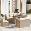 vidaXL 9-delige Loungeset met kussens poly rattan beige