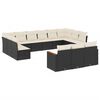 vidaXL 13-delige Loungeset met kussens poly rattan zwart