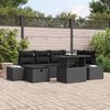 vidaXL Tuin Sofa Set met kussen met opslag 7 pcs Zwart Poly riet