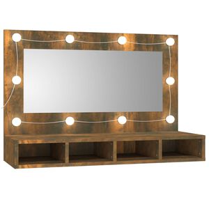 vidaXL Spiegelkast met LED-verlichting 90x31,5x62 cm gerookt eiken