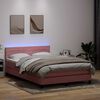 vidaXL Boxspring met matras en LED fluweel roze 160x210 cm