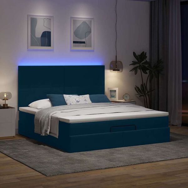 vidaXL Ottoman bed met matrassen en LED's 180x200cm fluweel