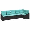 vidaXL Bankstel met kussen 6 pcs Zwart poly rattan