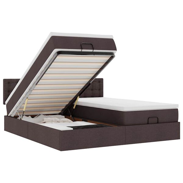 vidaXL Ottoman bed met matrassen 200x200cm stof donkerbruin