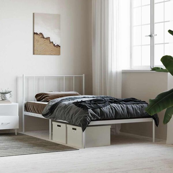 vidaXL Bedframe met hoofdbord metaal wit 80x200 cm