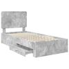 vidaXL Bedframe met hoofdeinde Beton Grijs 90 x 190 cm Bewerkt hout