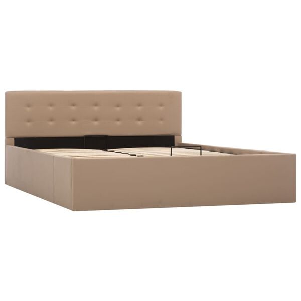 vidaXL Bedframe met opslag hydraulisch kunstleer cappuccino 140x200 cm