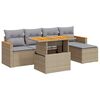 vidaXL 6-delige Loungeset met kussens poly rattan acacia beige