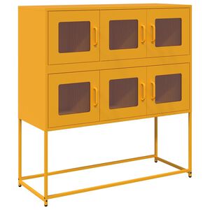vidaXL Dressoir 100,5x39x107 cm koudgewalst staal mosterdgeel
