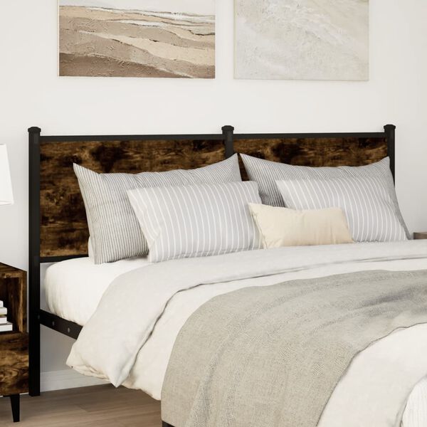 vidaXL Hoofdbord 150 cm bewerkt hout en staal gerookt eikenkleurig