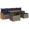 vidaXL 6-delige Loungeset met kussens poly rattan acacia grijs
