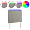 vidaXL Hoofdbord LED 90x5x118/128 cm fluweel lichtgrijs