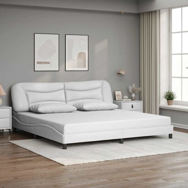vidaXL Bedframe zonder matras "Hvar" kunstleer wit 200x200 cm