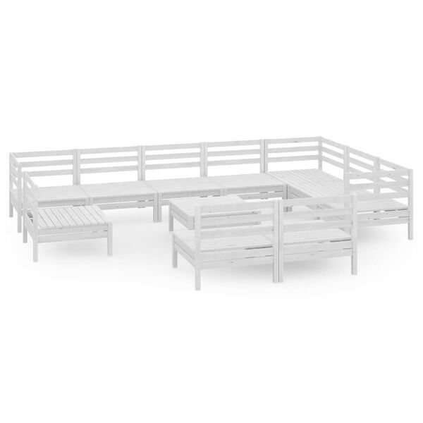 vidaXL 11-delige Loungeset massief grenenhout wit