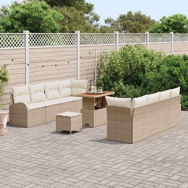 vidaXL Tuin Sofa Set met kussen met opslag 11 pcs Beige en Cr&egrave;me