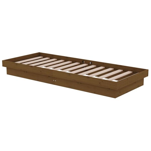 vidaXL Bedframe massief hout honingbruin 75x190 cm
