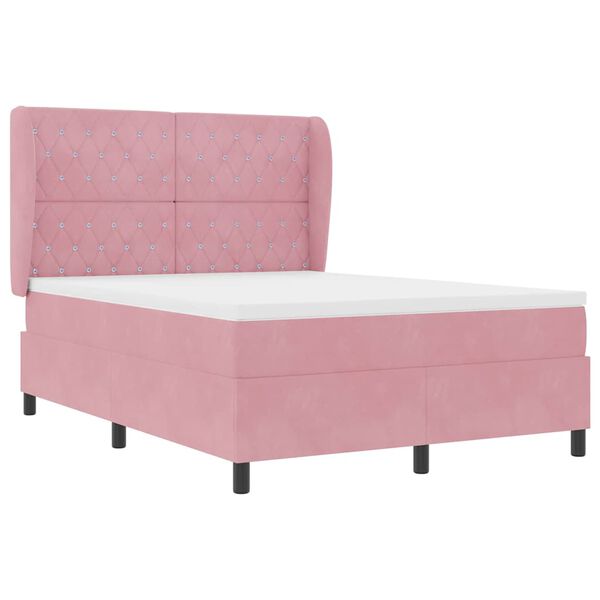 vidaXL Boxspringbed met matras Roze 190 x 140 cm Fluweel