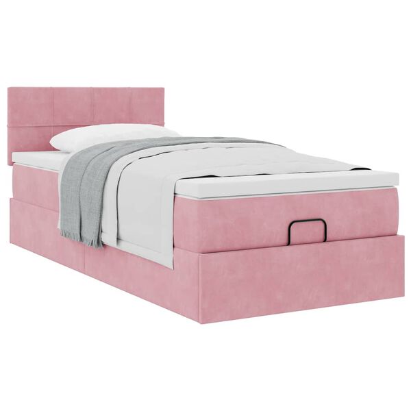 vidaXL Ottoman bed met matras 100x200 cm fluweel roze