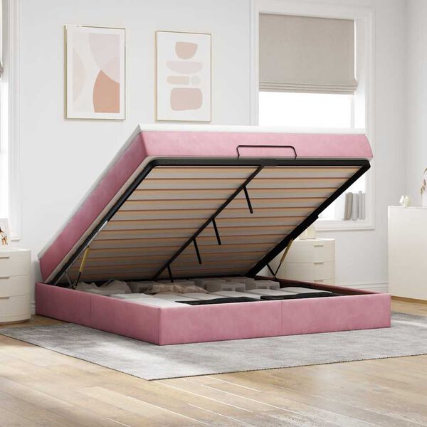 vidaXL Ottoman bed met matras 180x200 cm fluweel roze