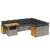 vidaXL 10-delige Loungeset met kussens poly rattan grijs