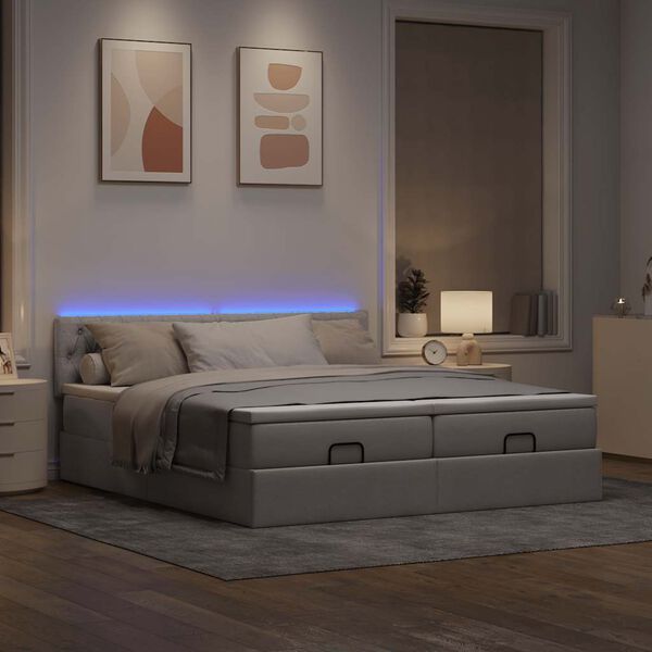 vidaXL Ottoman bed met matrassen en LED's 180x200cm stof taupe