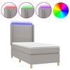 vidaXL Boxspring met matras en LED stof lichtgrijs 80x200 cm