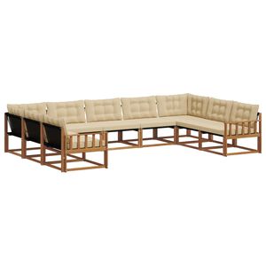vidaXL Buiten bankenset 9 st Natuurlijk en Beige