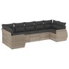 vidaXL 7-delige Loungeset met kussens poly rattan lichtgrijs