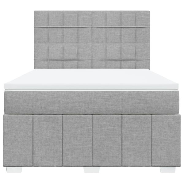 vidaXL Boxspring met matras stof lichtgrijs 140x200 cm