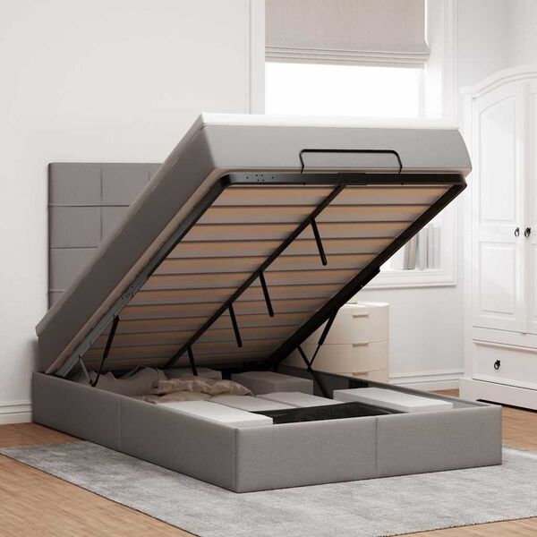 vidaXL Ottoman bed met matras en LED's 120x200cm stof taupe