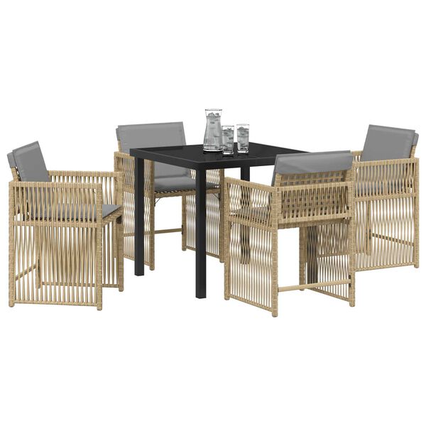 vidaXL Tuin eettafelset 5 pcs Beige poly rattan